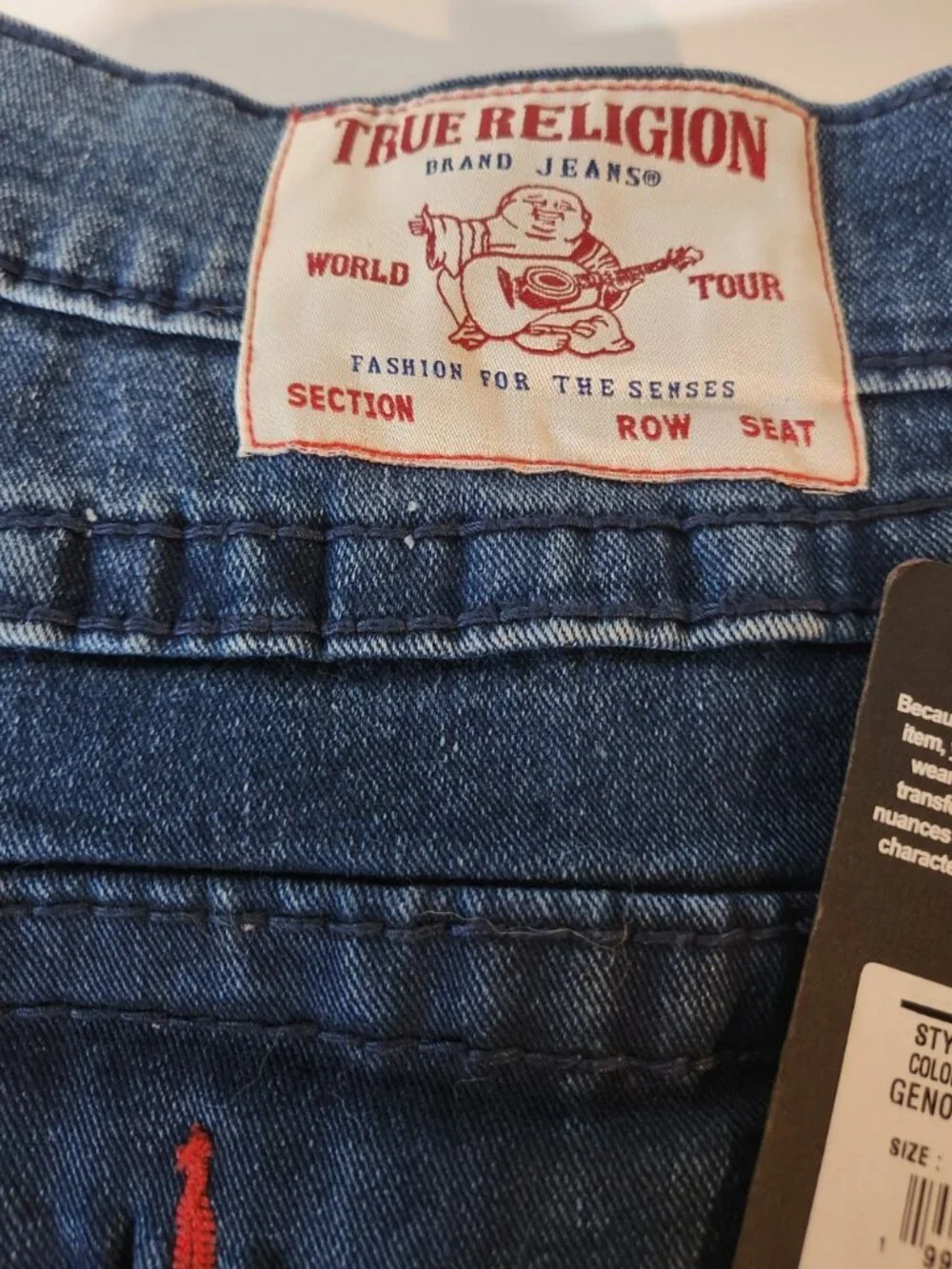 NWT True Religion GENO Big T Flap Slim Relaxed Jeans Men's 34x32 Retail $204